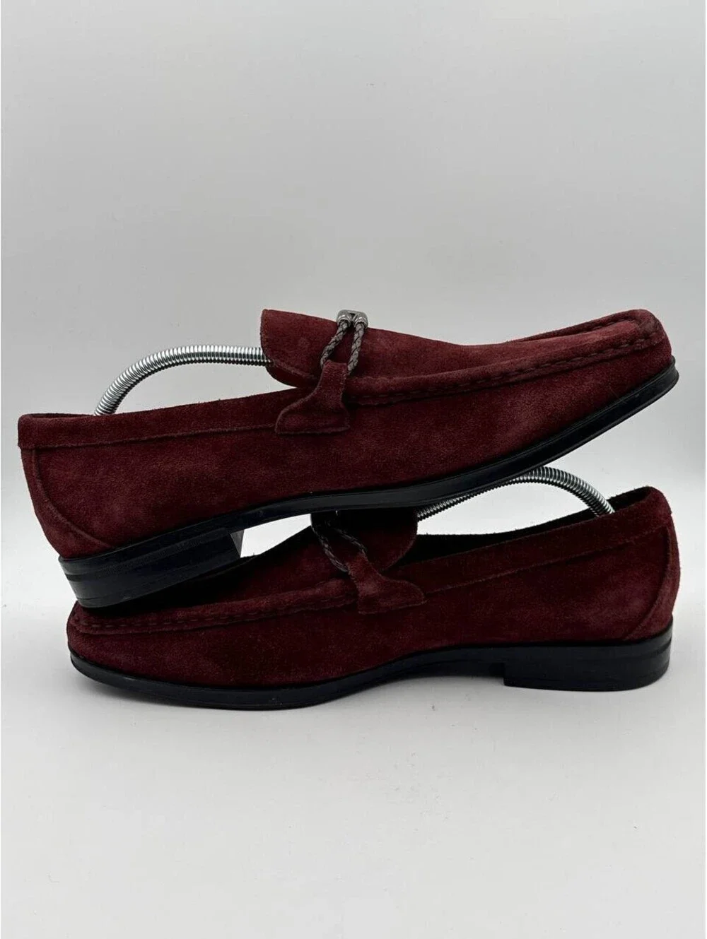 Stacy Adams Mens 12M Burgundy Suede Loafers Leather Dress Slip On Shoes